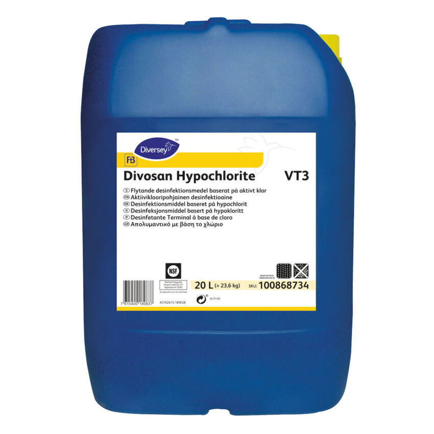 Divosan Hypochlorite VT3 20L - Aktiiviklooripohjainen desinfektioaine