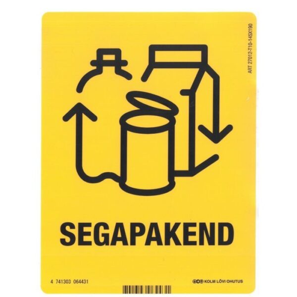 Jäteastiatarra metallipakkaukset